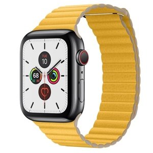 Koženkový řemínek COTEetCI Leather Back Loop Band pro Apple Watch 38/40mm, žlutá