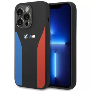 Kryt BMW BMHCP15X22SCSK iPhone 15 Pro Max 6.7" black Silicone Blue&Red Stripes M Collection (BMHCP15X22SCSK)