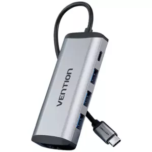 USB Hub Vention USB-C to USB-C Docking Station, 3x USB3.0, PD 0.15m THAHB, gray