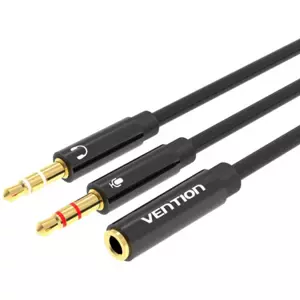 Kabel Vention 2x 3.5mm Male to 4-Pole Female 3.5mm Audio Cable 0.3m BBTBY Black