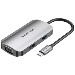 Vention USB-C Docking Station to HDMI, VGA, USB 3.0, PD 0.15m TOAHB, gray