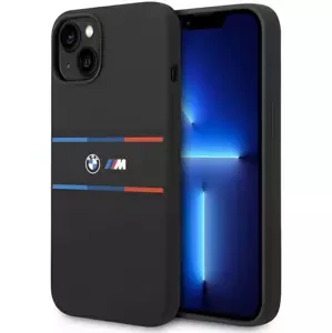 Kryt BMW BMHCP15S22SDTK iPhone 15 6.1" black hardcase M Silicone Tricolor Lines (BMHCP15S22SDTK)