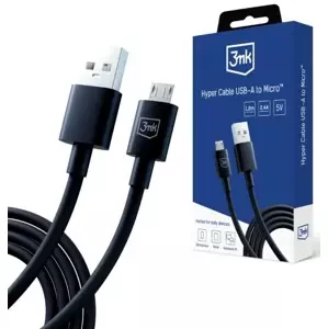 Kabel 3MK Hyper Cable USB-A - Micro USB 1.2m 5V 2.4A Black Cable