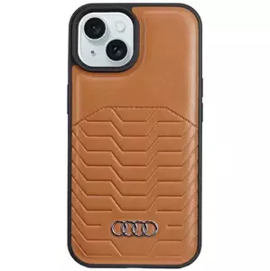 Kryt Audi Synthetic Leather MagSafe iPhone 15 6.1" brown hardcase AU-TPUPCMIP15-GT/D3-BN (AU-TPUPCMIP15-GT/D3-BN)