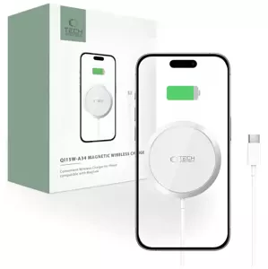 TECH-PROTECT QI15W-A34 MAGNETIC MAGSAFE WIRELESS CHARGER WHITE (5906302308828)