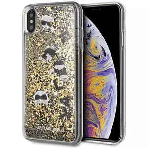 Kryt Karl Lagerfeld iPhone Xs Max black & gold hard case Glitter (KLHCI65ROGO)