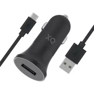 Nabíječka do auta XQISIT Car Charger 2.4A Single USB- mUSB black (36076)