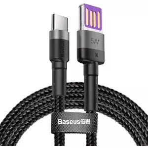 Kabel Baseus Cafule USB-C Cable Huawei SuperCharge, 1m (Black+Gray) (6953156293564)