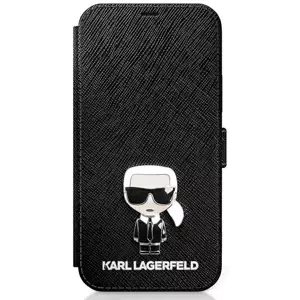 Kryt Karl Lagerfeld KLFLBKP12LIKMSBK iPhone 12 Pro Max 6,7" black book Saffiano Ikonik Metal (KLFLBKP12LIKMSBK)