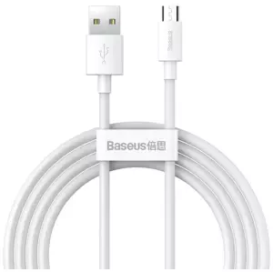 Kabel Baseus Simple Wisdom Data Cable Kit USB to Micro 2.1A (2PCS/Set) 1.5m White (6953156203334)
