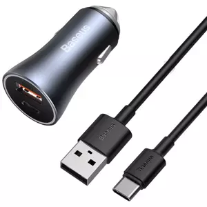 Nabíječka do auta Baseus Golden Contactor Pro car charger, USB + USB-C, QC4.0+, PD, SCP, 40W (gray) (6953156201958)
