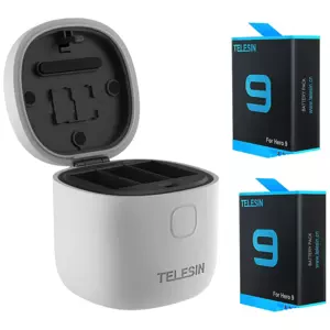 Nabíječka Telesin 3-slot waterproof charger box for GoPro Hero 9 + 2 batteries (GP-BTR-905-GY) (6972860170145)