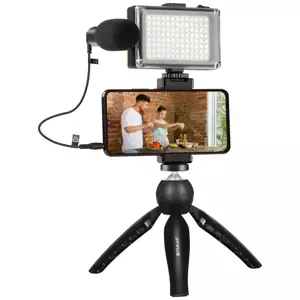 Puluz Live broadcast kit tripod mount + LED lamp + microphone + phone clamp