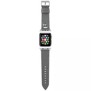 Řemínek Karl Lagerfeld strap for Apple Watch 42/44/45mm silver Saffiano Karl Heads (KLAWLOKHG)