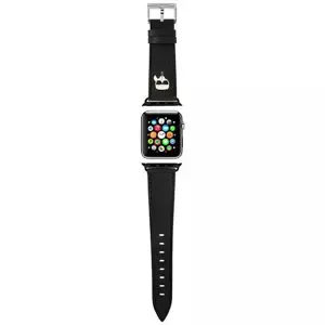Řemínek Karl Lagerfeld strap for Apple Watch 42/44/45mm black Saffiano Karl Heads (KLAWLOKHK)