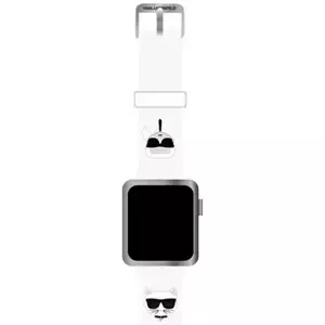 Řemínek Karl Lagerfeld strap KLAWMSLCKW Apple Watch 38/40/41mm white strap Silicone Karl & Choupette Heads (KLAWMSLCKW)