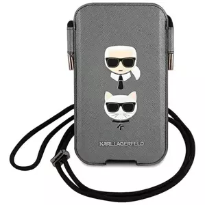 Pouzdro Karl Lagerfeld Bag KLHCP12LOPHKCG 6,7" grey hardcase Saffiano Ikonik Karl&Choupette Head (KLHCP12LOPHKCG)