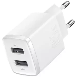 Nabíječka Baseus Compact Quick Charger, 2x USB, 10.5W (white)