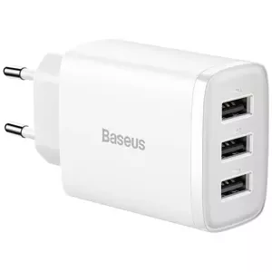 Nabíječka Baseus Compact Quick Charger, 3x USB, 17W (White)