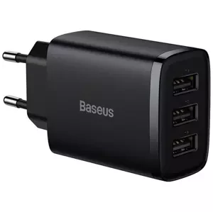 Nabíječka Baseus Compact Quick Charger, 3x USB, 17W (Black)