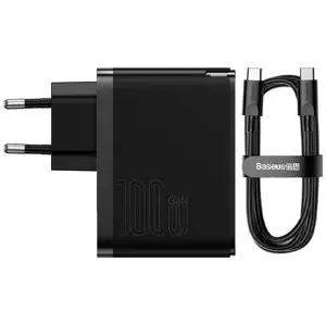 Nabíječka Baseus GaN USB-C + USB wall charger, 100W + 1m cable (black)