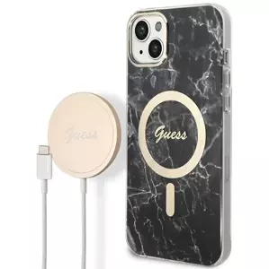 Kryt Guess Case + Charger Set iPhone 14 Plus 6,7" black hard case Marble MagSafe (GUBPP14MHMEACSK)