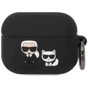 Pouzdro Karl Lagerfeld AirPods Pro cover black Silicone Karl & Choupette (KLACAPSILKCK)