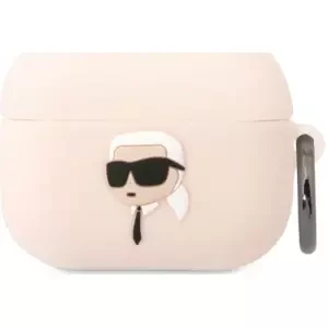 Pouzdro Karl Lagerfeld AirPods Pro cover pink Silicone Karl Head 3D (KLAPRUNIKP)
