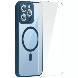 Kryt Baseus Frame Transparent Magnetic Case and Tempered Glass set for iPhone 14 Pro Max (blue) (6932172616625)