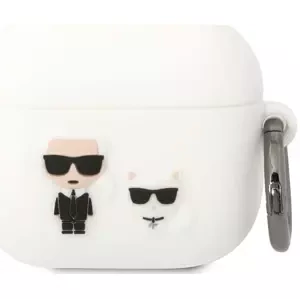 Pouzdro Karl Lagerfeld AirPods 3 cover white Silicone Karl & Choupette (KLACA3SILKCW)
