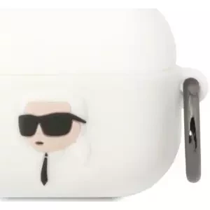 Pouzdro Karl Lagerfeld AirPods Pro cover white Silicone Karl Head 3D (KLAPRUNIKH)