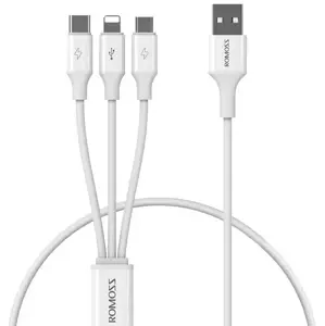 Kabel Romoss CB251V 3in1 USB-C / Lightning / Micro 3.5A 1.2m USB cable, white (6973693491421)