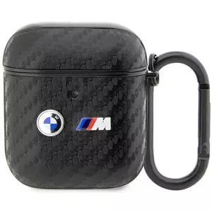 Pouzdro BMW AirPods 1/2 Black Carbon Double Metal Logo (BMA2WMPUCA2)
