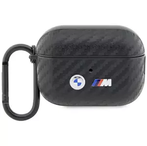 Pouzdro BMW AirPods Pro 2 gen cover Black Carbon Double Metal Logo (BMAPWMPUCA2)