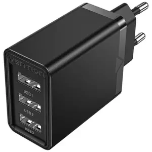 Nabíječka Wall charger 3x USB Vention FEAB0-EU, 2.4A, 12W (black)