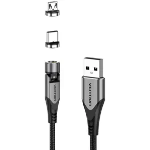Kabel 2in1 magnetic cable USB to USB-C/Micro-B USB Vention CQXHF 1m (Grey)
