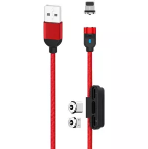 Kabel 3in1 USB magnetic cable XO USB-C / Lightning / Micro 2.4A, 1m (red)