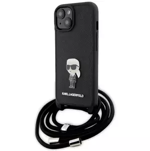 Kryt Karl Lagerfeld KLHCP15SSASKNPSK iPhone 15 6.1" hardcase black Crossbody Saffiano Monogram Metal Pin Karl & Choupette (KLHCP15SSASKNPSK)
