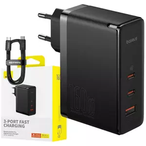 Nabíječka Baseus wall charger GaN5 Pro 2xUSB-C + USB, 160W (black)