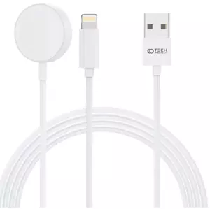TECH-PROTECT ULTRABOOST 2IN1 MAGNETIC CHARGING CABLE & LIGHTNING 150CM APPLE WATCH WHITE (9490713932780)