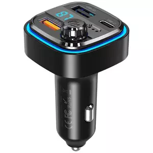Nabíječka do auta XO Car charger / FM transmitter XO BCC08 USB x2, USB-C, MP3, Bluetooth 5.0 (black)