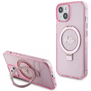 Kryt Guess GUHMP15MHRSGSP iPhone 15 Plus 6.7" pink hardcase Ring Stand Script Glitter MagSafe (GUHMP15MHRSGSP)