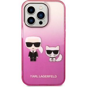 Karl Lagerfeld Gradient Karl and Choupette kryt iPhone 14 Pro růžový