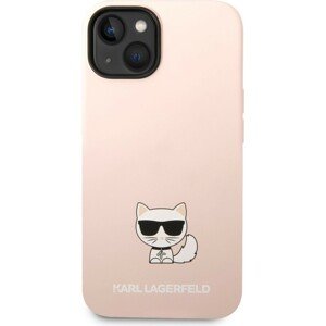 Karl Lagerfeld Liquid Silicone Choupette kryt iPhone 14 Plus růžový