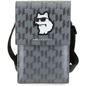 Karl Lagerfeld Saffiano Mono Choupette Universal Bag pouzdro stříbrné