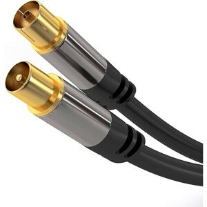 PremiumCord anténní kabel IEC M/F HQ 750hm (135dB) 4x stíněný černý 1,5m