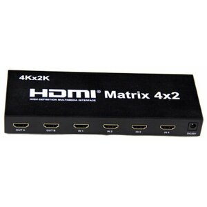 PremiumCord HDMI matrix switch 4:2 s audiem, rozlišení 4Kx2K - khswit42b