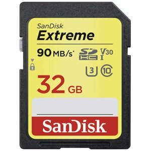 SanDisk SDHC Extreme 32GB 90MB/s UHS-I U3 V30 - SDSDXVE-032G-GNCIN