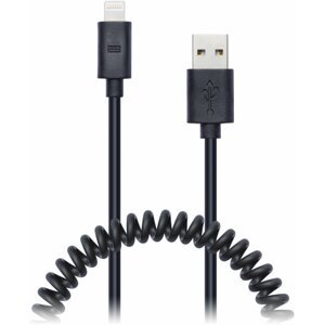 CONNECT IT Wirez Apple Lightning - USB spirálový flexibilní kabel, 1,2 m, černý - CI-682