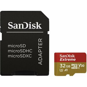 SanDisk Micro SDHC Extreme 32GB 100MB/s A1 UHS-I U3 V30 pro akční kamery + SD adaptér - SDSQXAF-032G-GN6AA